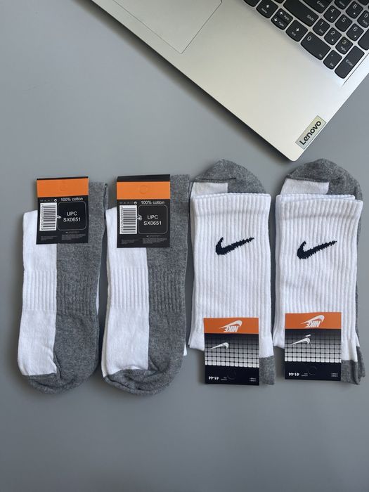 Шкарпетки найк білі із сірою стопою/носки Nike белые, серая стопа