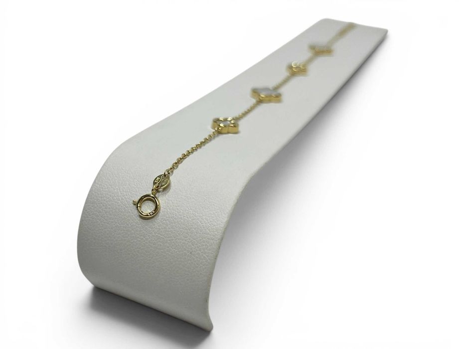 Śliczna, złota bransoletka-koniczynki | p.585 | 17-19cm