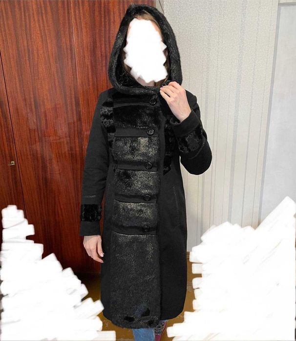 Пальто кашемир, натуральный мех зима M - L