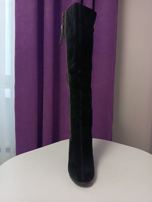 Ботфорти єврозима нові, 38р, шкіра/цегейка