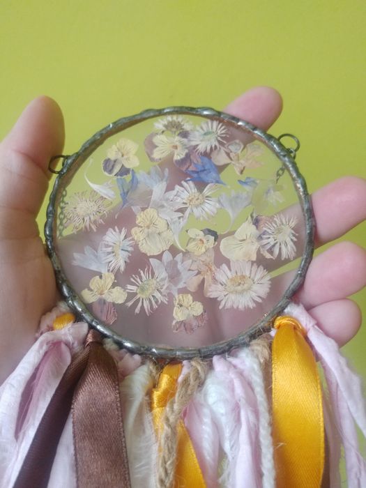 Łapacz snów handmade kwiatki bratki stokrotki