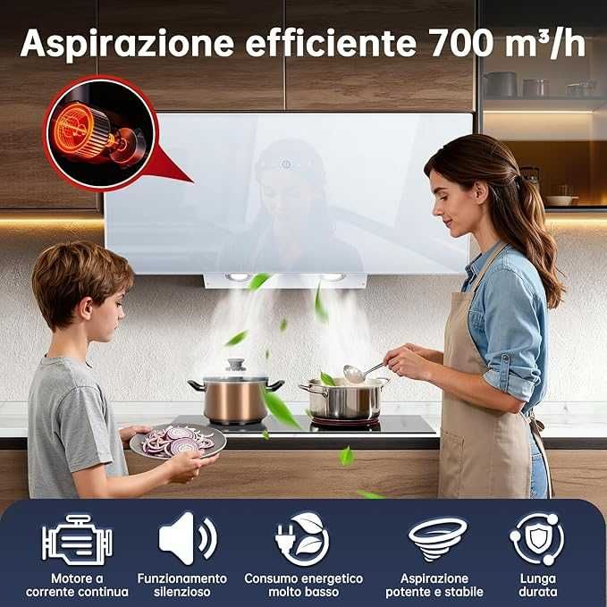 Okap kuchenny SNDOAS 90 cm, biały