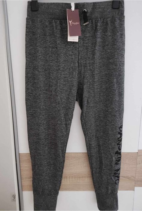Spodnie dres Danskin L grafitowe joggery damskie