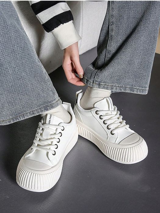 Buty Damskie Sneakersy Skórzane Sznurowane Białe Shein Eur 39