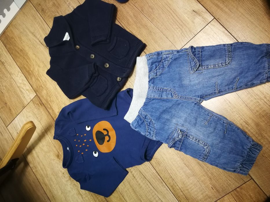 Zestaw 68 74 body sweterek spodnie ocieplane