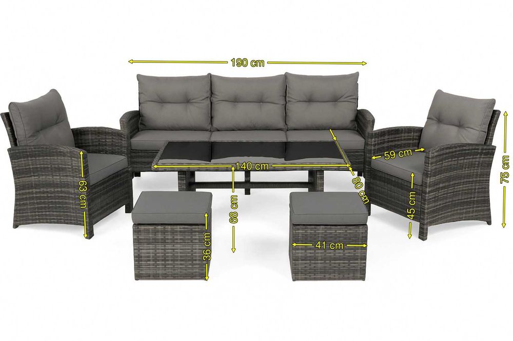 Komplet Mebli Ogrodowych Brąz Technorattanowych Zestaw na Taras/Ogród