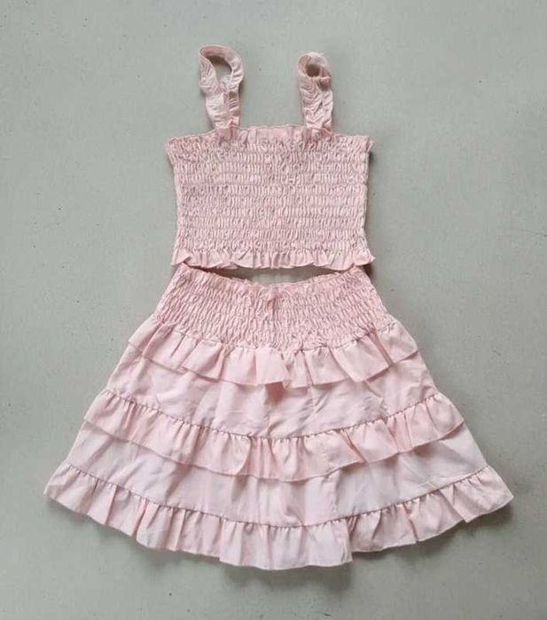 Zestaw komplet Top Spódnica pudrowy róż S