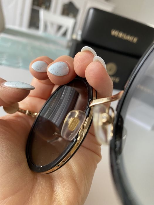 Versace okulary okrągłe czarne złote meduzy koła