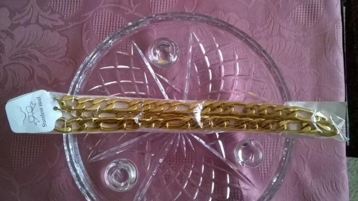 Pozłacany łańcuszek,585,14k,figaro długośc 60cm,szerokośc 15mm 100gram