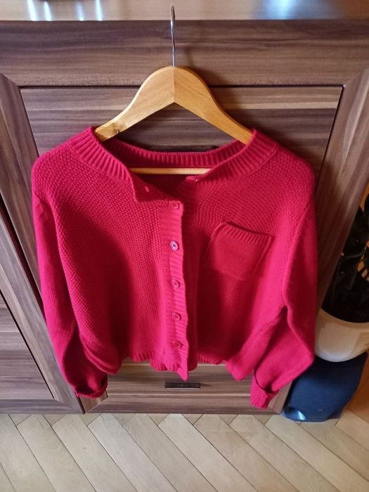 Sweter damski czerwony, rozpinany r. L, nowy