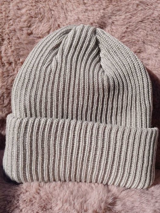 Czapka z wełny Merino 100 % szara z wywinieciem okazja