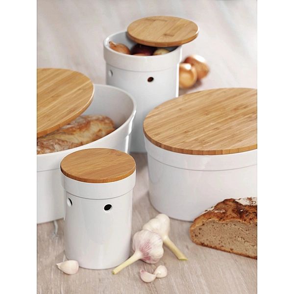 Ceramiczny chlebak z bambusową pokrywą Kela, 37 x 24 x 14 cm