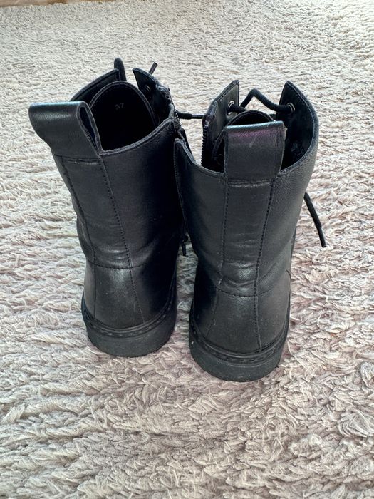 Glany buty zimowe za kostkę damskie czarne roz.37