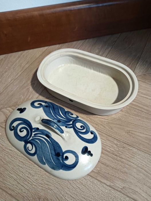 Pojemnik ceramiczny z pokrywką na masło ser malowany