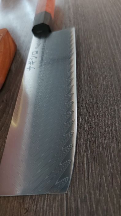 Японский кухонный нож Наикири VG10, ручка из дерева,  67 слоёв, подаро