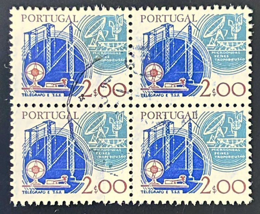 Quadra de selos usados de 2$00 - Instrumentos de trabalho - 1980