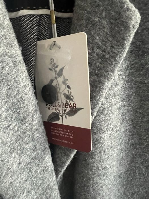 Шерстяное пальто бойфренд pull&bear