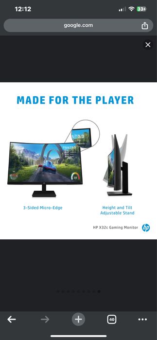 Monitor gamer curvado