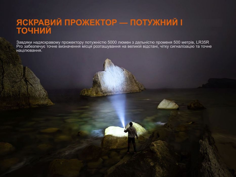 Ручний пошуковий ліхтар Fenix LR35R PRO з акумулятором