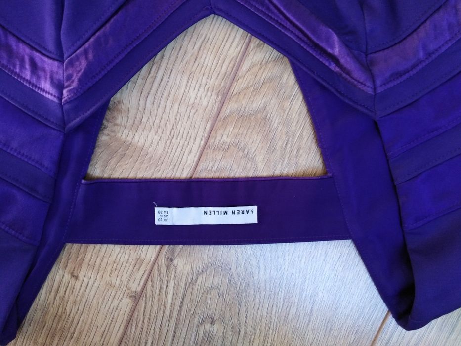 Sukienka KAREN MILLEN odkryte plecy chabrowa 36/S wesele lou lavika