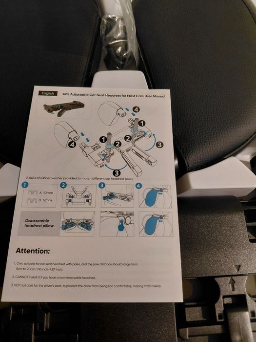 Poduszka zagłówkowa, zagłówek do fotela samochodowego