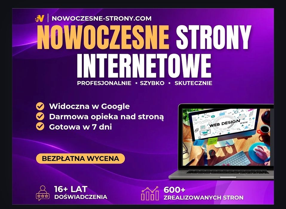 Nowoczesne Strony Internetowe | WordPress z 5-letnią Gwarancją | Opieka Stron 12 miesięcy