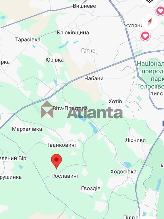 Зем.лділянка 14 соток.(під забудову).с.Рославичі.Київська обл.