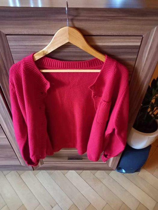 Sweter damski czerwony, rozpinany r. L, nowy