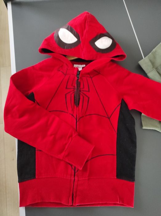 Czerwona bluza chłopięca Spiderman Marvel 128 z kapturem na zamek