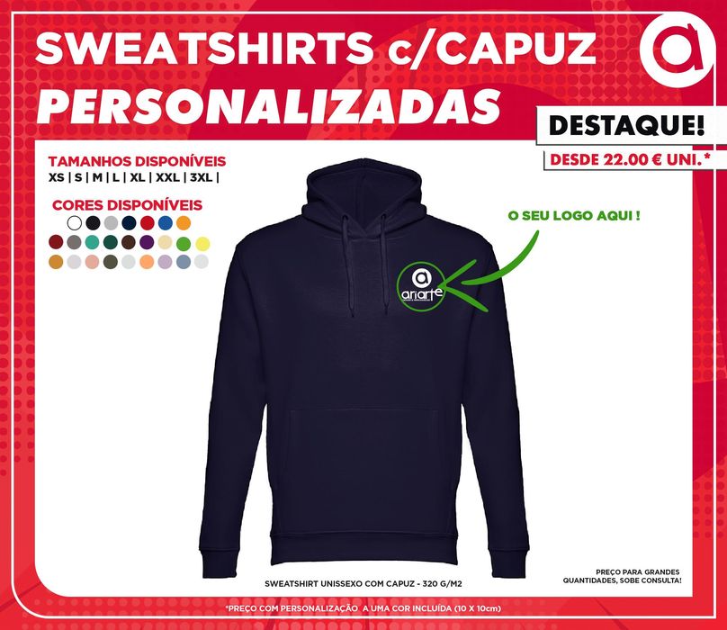Sweatshirts com Capuz (Hoodie) Personalizadas