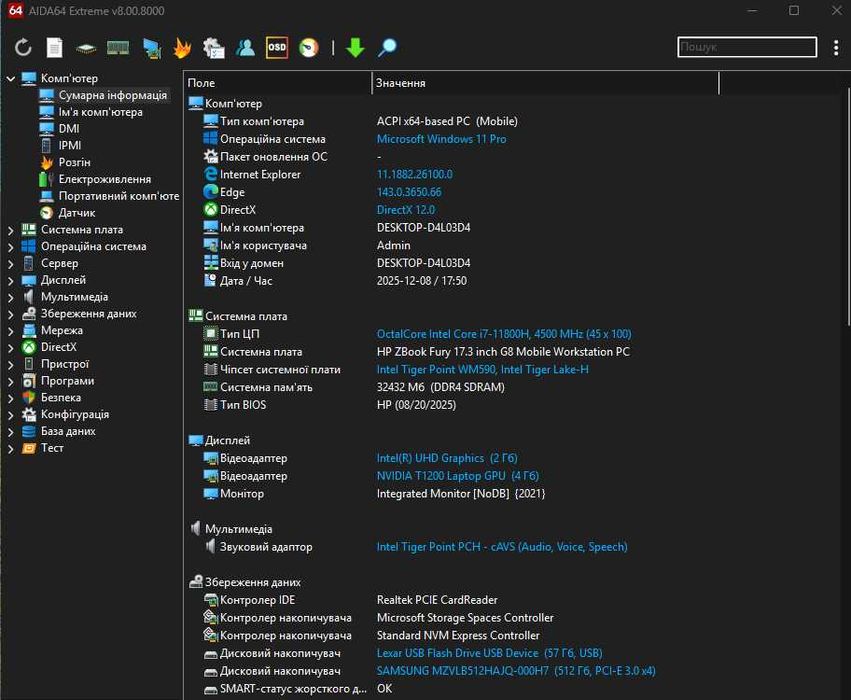 Графічна станція HP ZBook Fury 17 G8