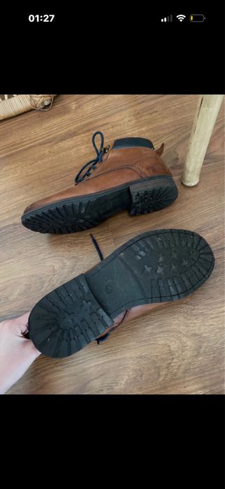 Brązowe skórzane botki / trzewiki męskie Lasocki – bardzo dobry stan