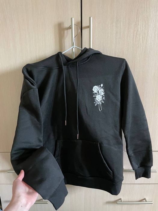Чорне худі Oversize з принтом