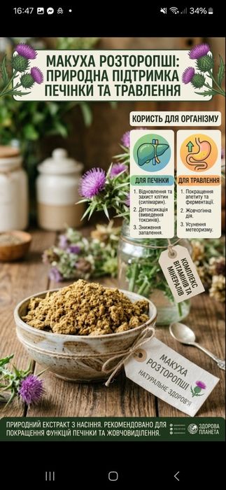 Насіння розторопши мелене і цільне