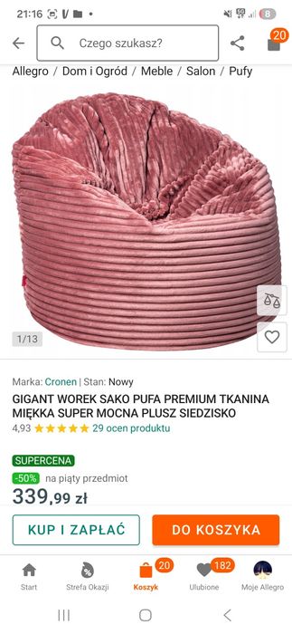 Worek sako gruby sztruks