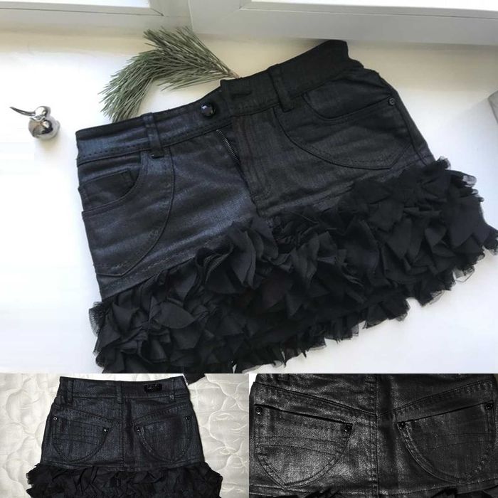 Юбка черная джинсовая на девочку на 9-11 лет