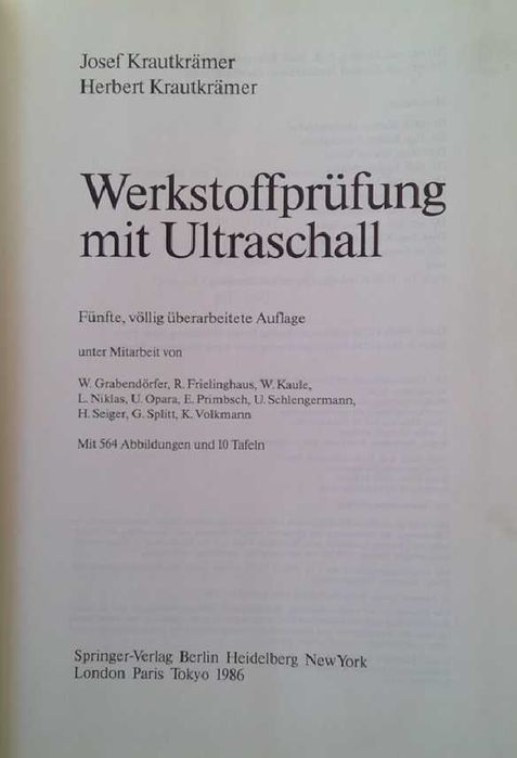 J./H.Krautkramer Werkstoff-prufung mit Ultrashall