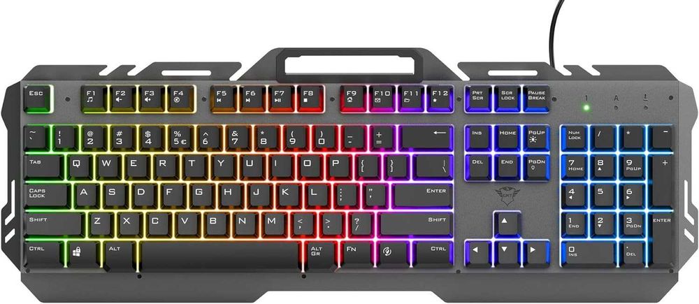 Trust ESCA GXT 853 metalowa klawiatura RGB dla graczy LED PC + stojak