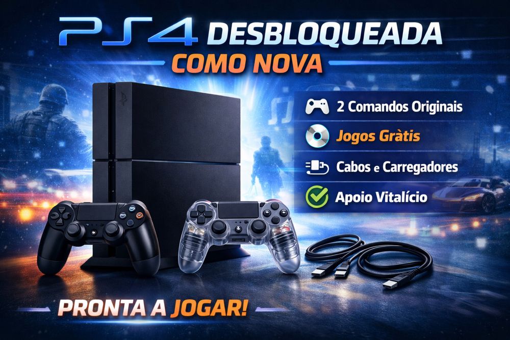 PS4 Desbloqueada – Como Nova - Jogos de Graça - Oportunidade Presente