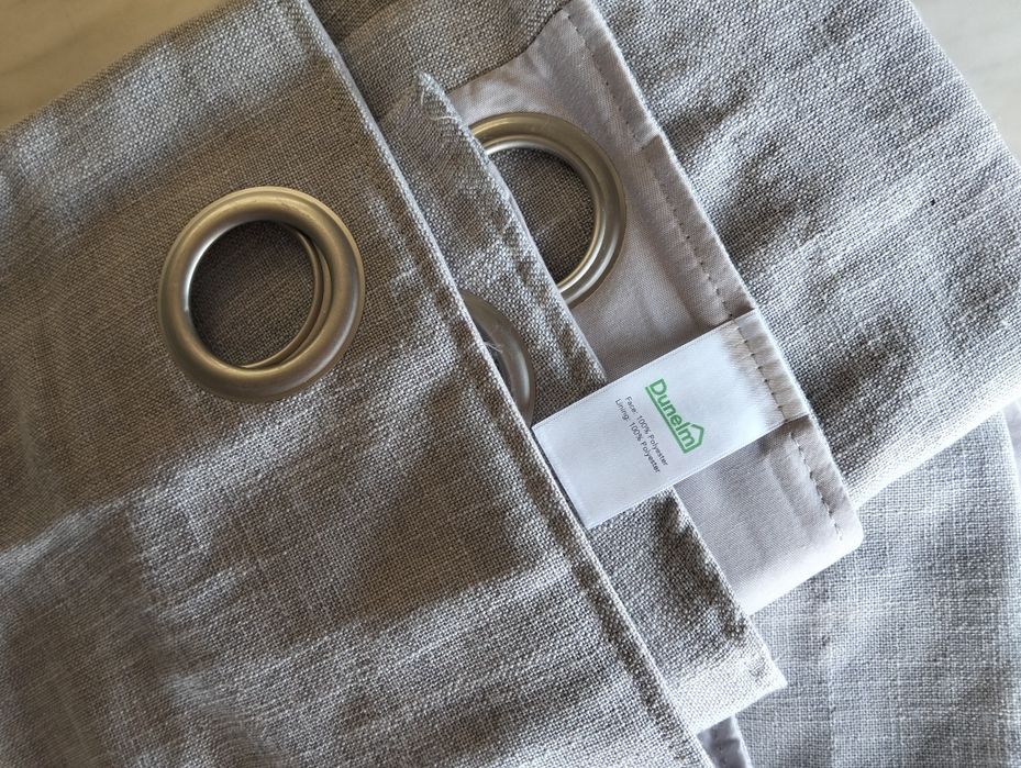 Zasłony  tarasowe 2 szt., mocne Dunelm balkonowe   140x220 kółka, szare