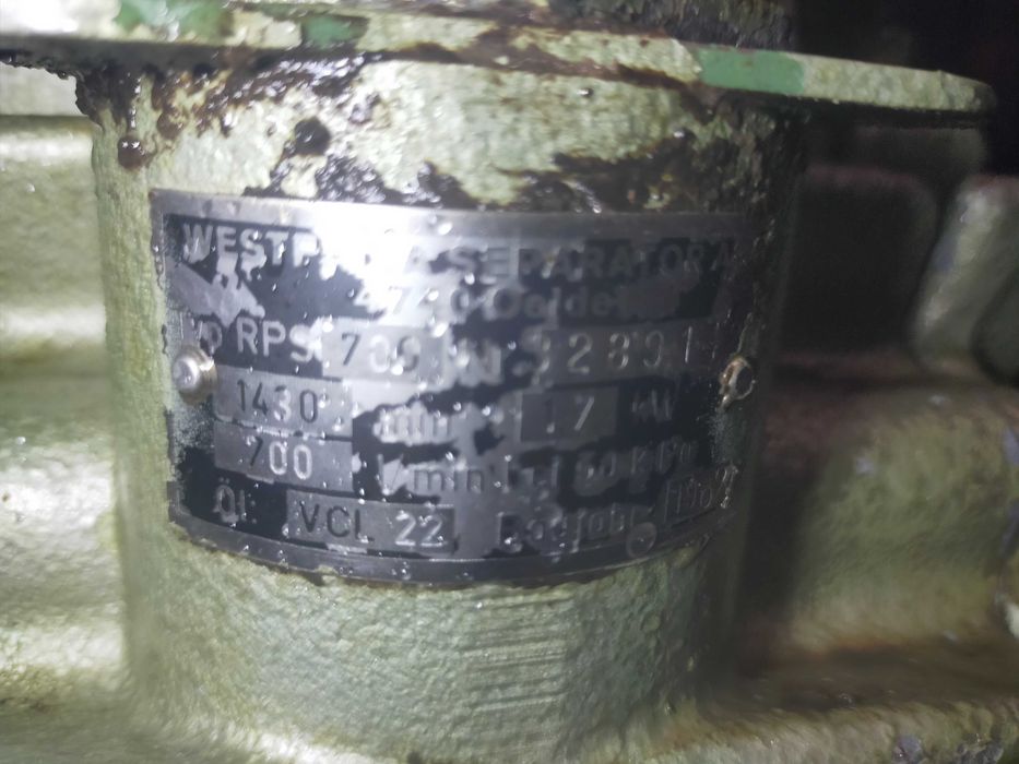 Pompa próżniowa 700 L Westwalia  alfa Laval słój de Laval