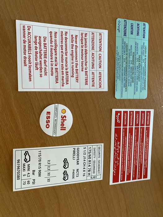 Autocolantes do Cofre do motor Peugeot 106 Xsi e Rallye