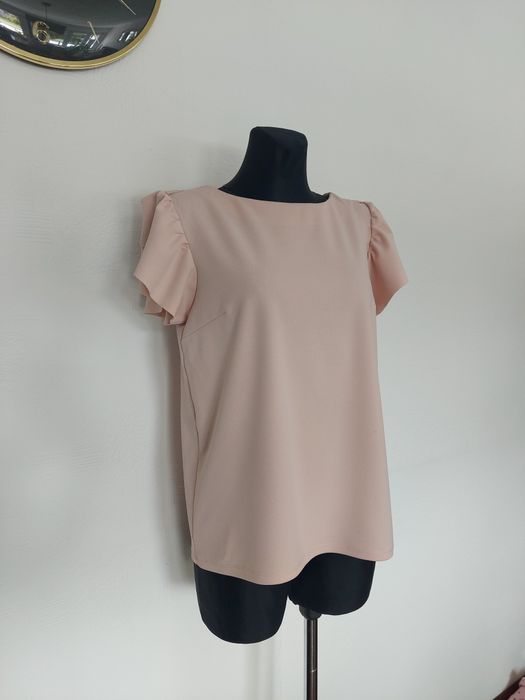 Różowa elegancka bluzka Mohito falbanki S 36 oversize