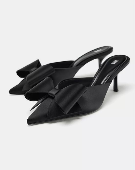 Сатинові мюлі з бантом ZARA.