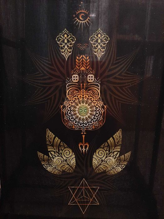 Lenço psicadélico com brilho UV - 142x88 cm - NOVO