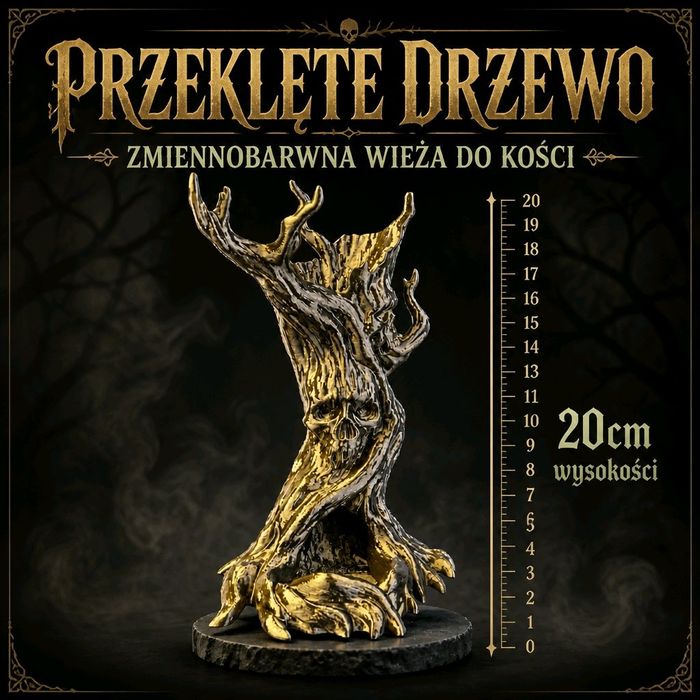 Zmiennobarwna Wieża do Kości Przeklęte Drzewo Unikalny Design DnD RPG