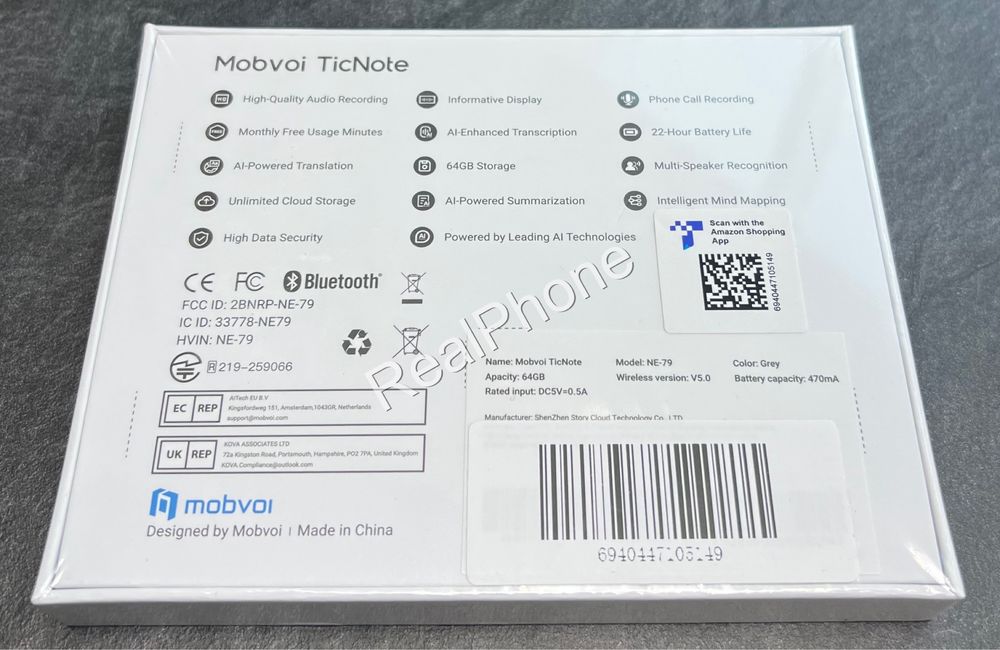 Диктофон Mobvoi TicNote with IA Shadow NE-79 64GB Black
