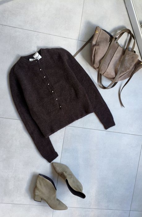 Zara sweter kardigan s 36 czekoladowy brązowy