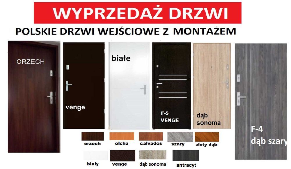 Drzwi wejściowe ZEWNĘTRZNE do mieszkania w bloku z montażem.