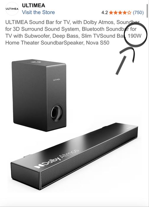 Soundbar Ultimea Nova S50 190w